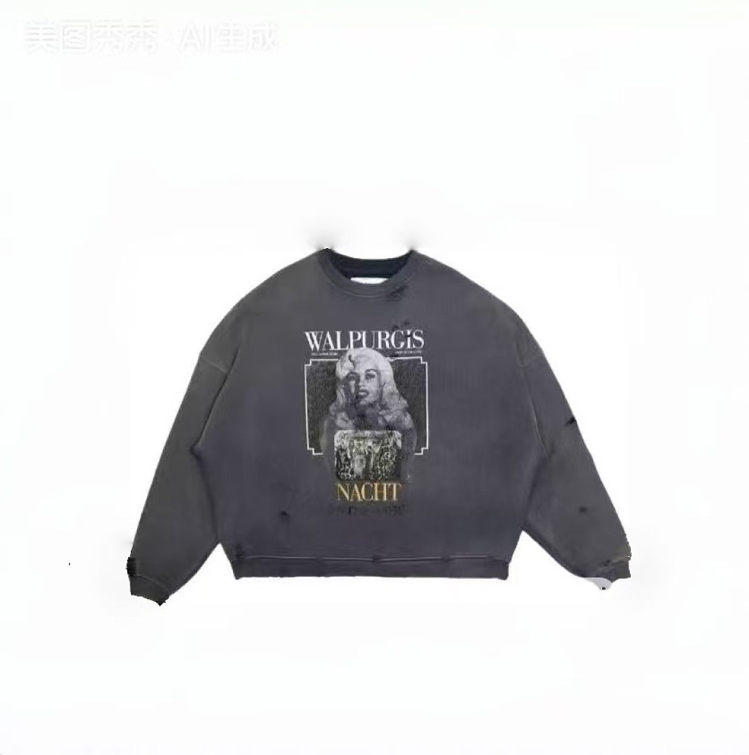 Paly Hollywood Charcoal Walpurgis Graphic Cropped Crewneck Sweatshirt