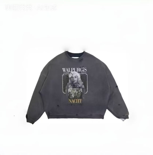 Paly Hollywood Charcoal Walpurgis Graphic Cropped Crewneck Sweatshirt Hover Image