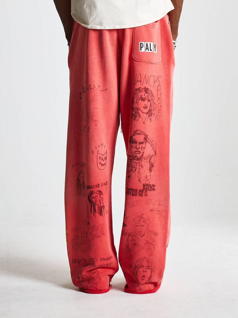 Paly Hollywood Coral All-Over Graphic Sweatpants
