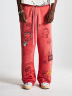 Paly Hollywood Coral All-Over Graphic Sweatpants