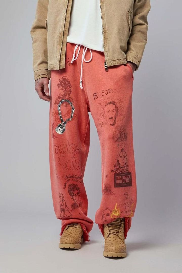 Paly Hollywood Coral All-Over Graphic Sweatpants