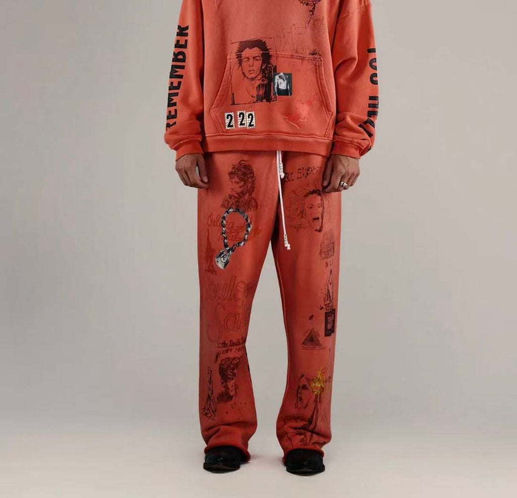 Paly Hollywood Coral All-Over Graphic Sweatpants