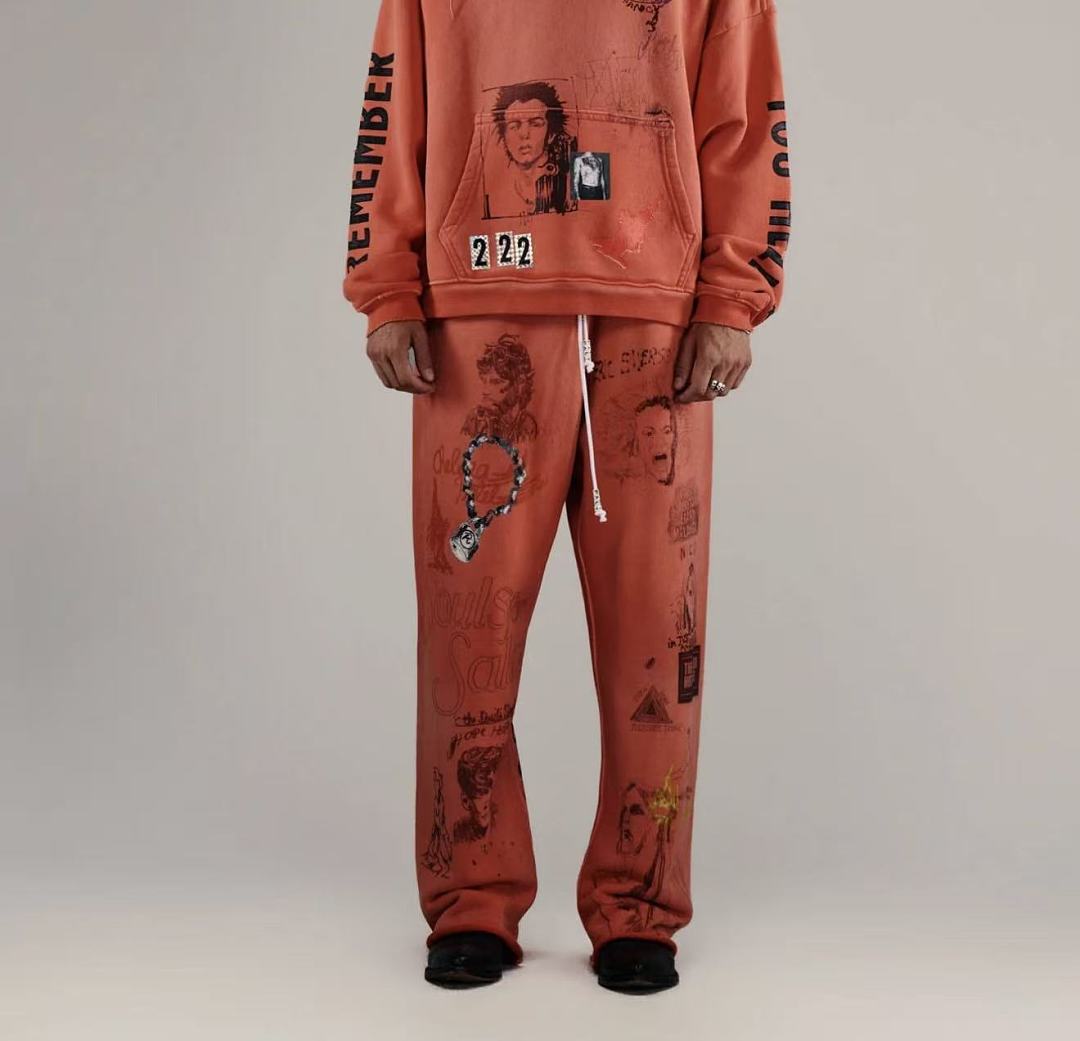 Paly Hollywood Coral All-Over Graphic Sweatpants