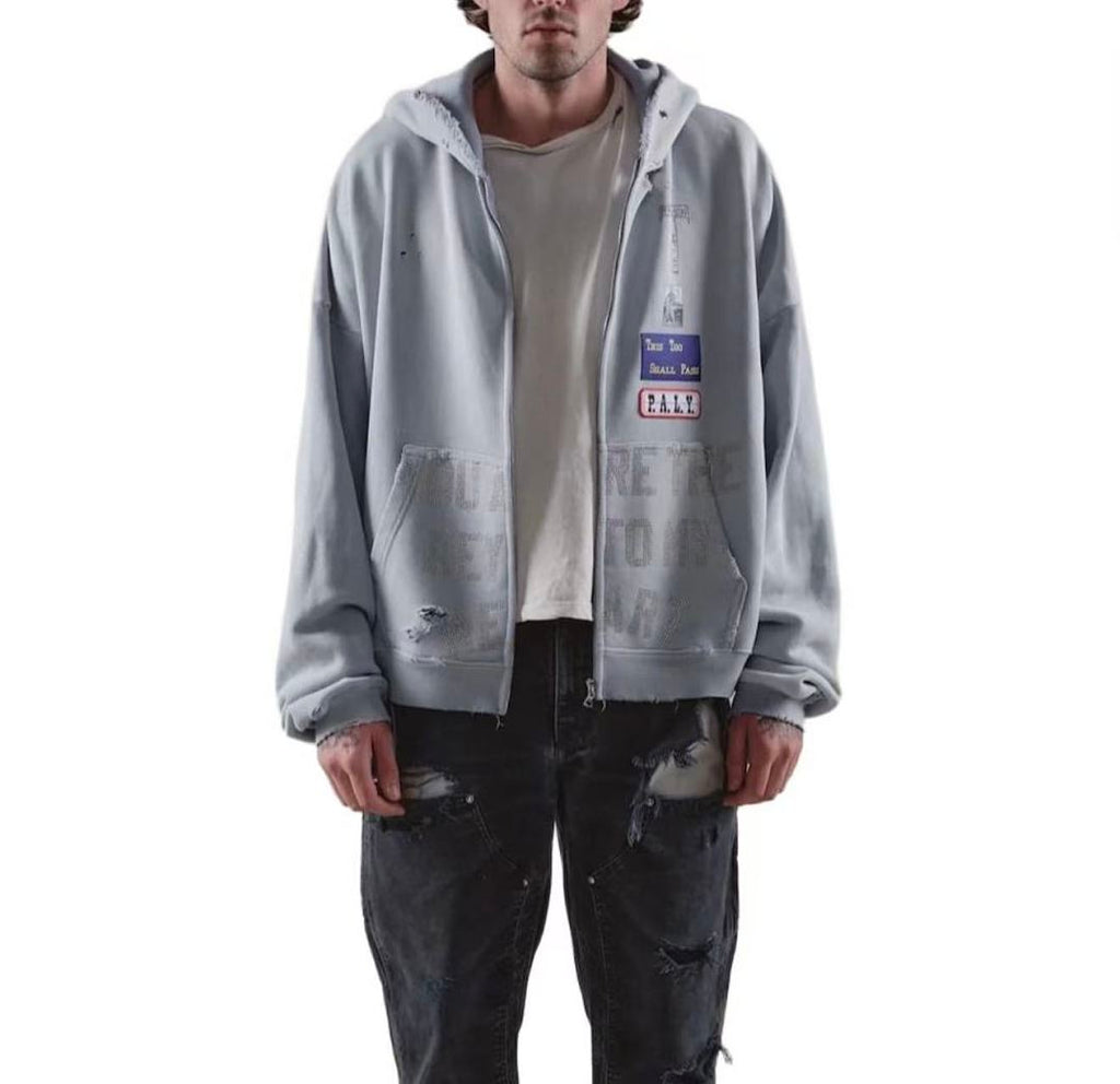 Paly Hollywood Patchwork Graphic Zip-Up Hoodie