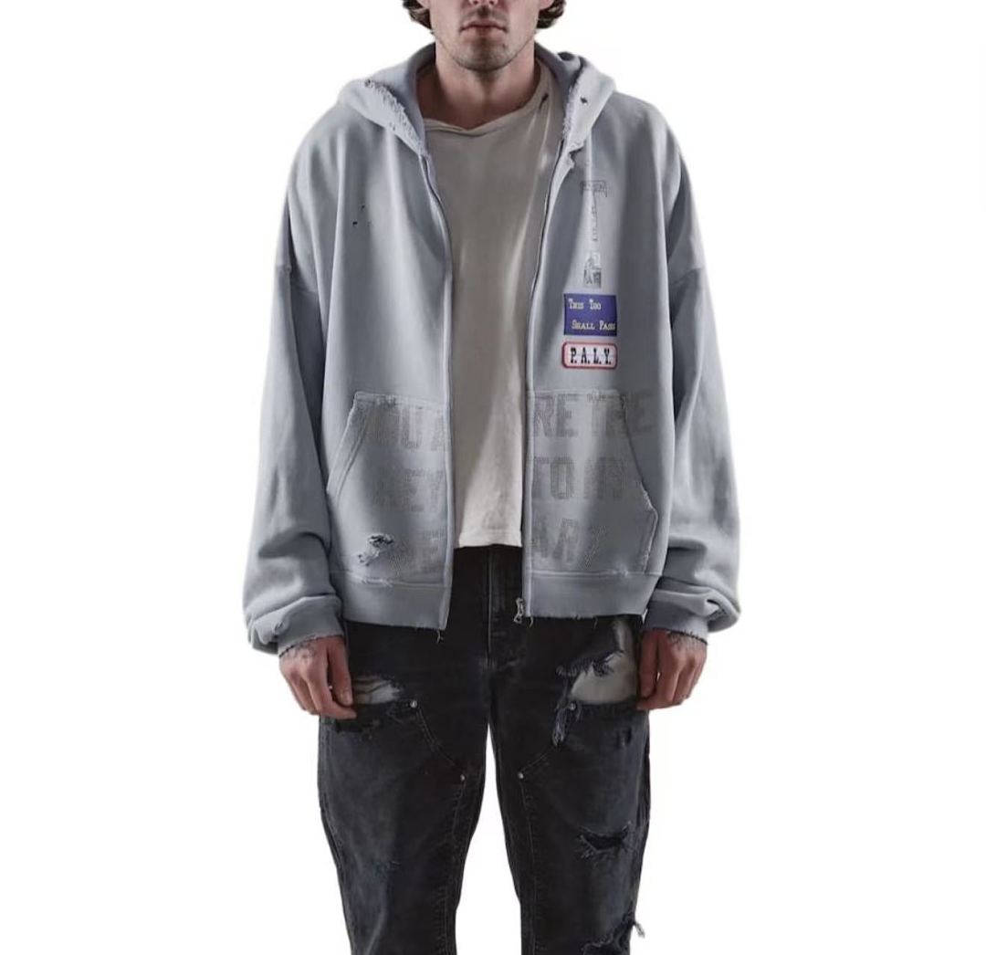 Paly Hollywood Patchwork Graphic Zip-Up Hoodie