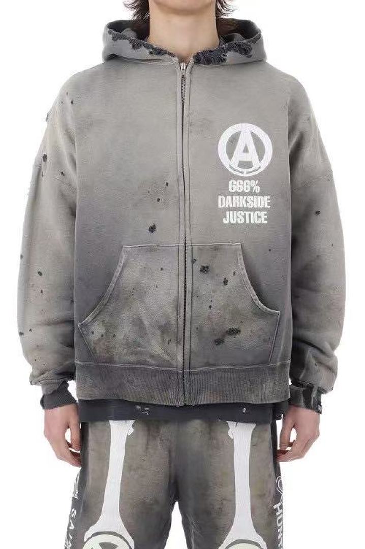 Saint Michael Darkside Justice Distressed Zip Hoodie