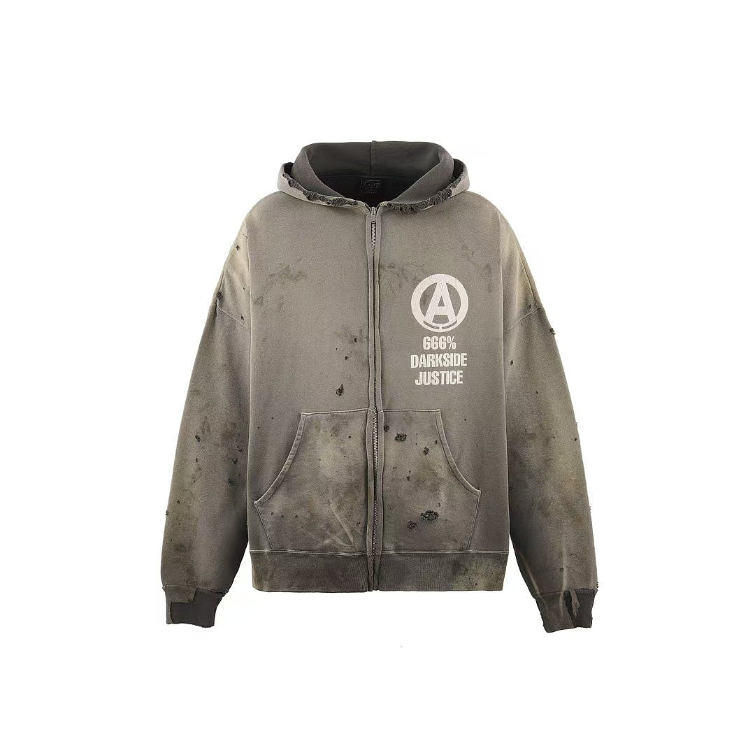 Saint Michael Darkside Justice Distressed Zip Hoodie