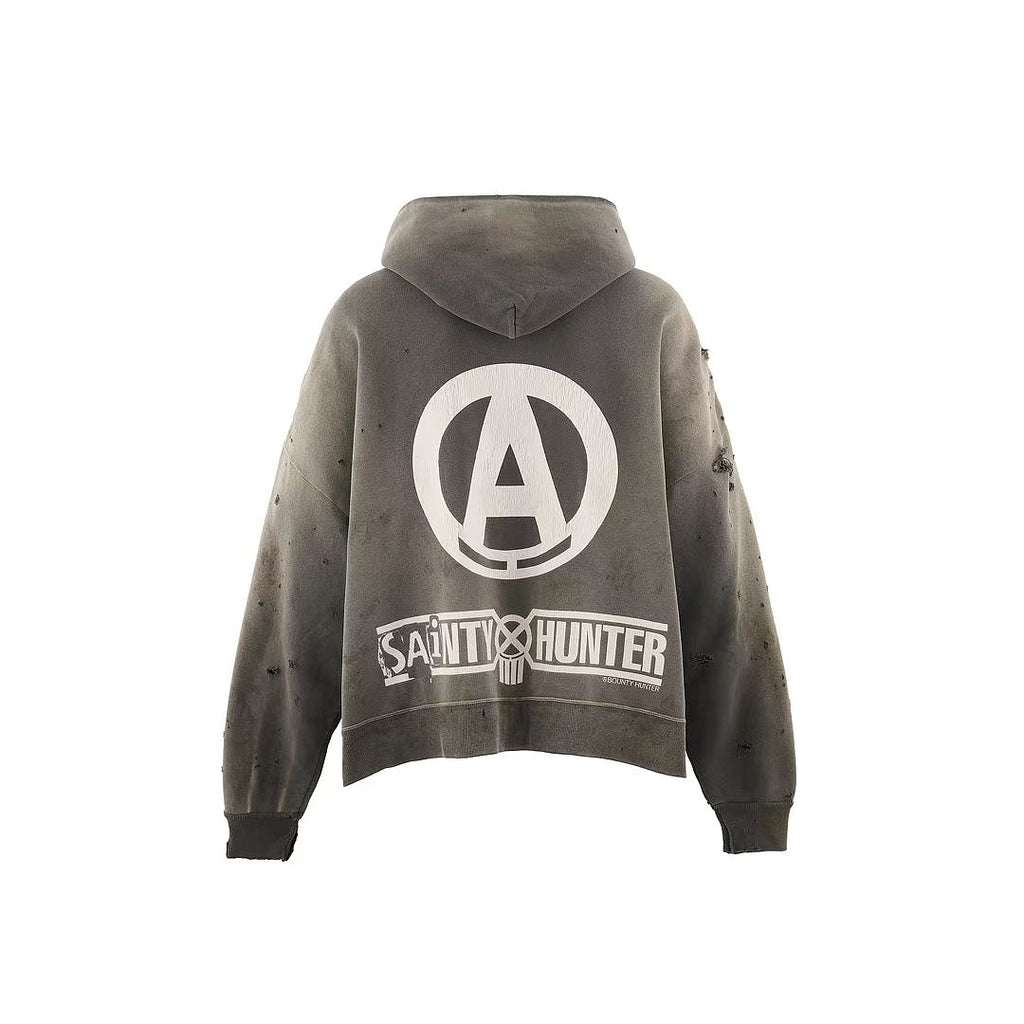 Saint Michael Darkside Justice Distressed Zip Hoodie
