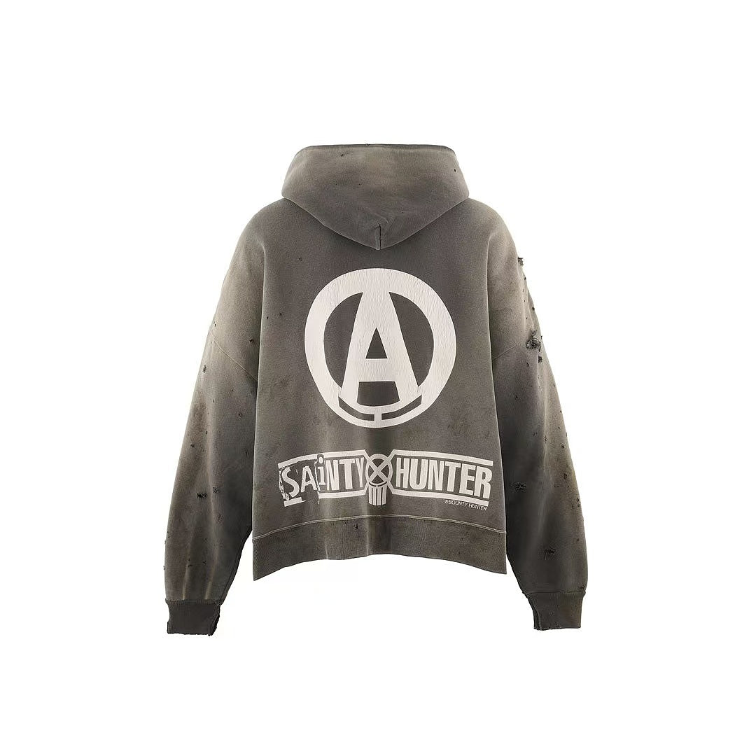 Saint Michael Darkside Justice Distressed Zip Hoodie