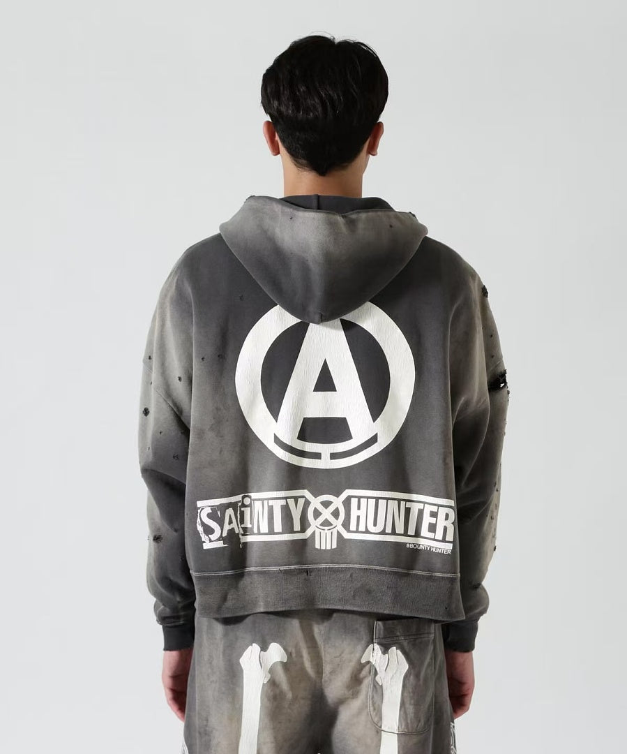 Saint Michael Darkside Justice Distressed Zip Hoodie