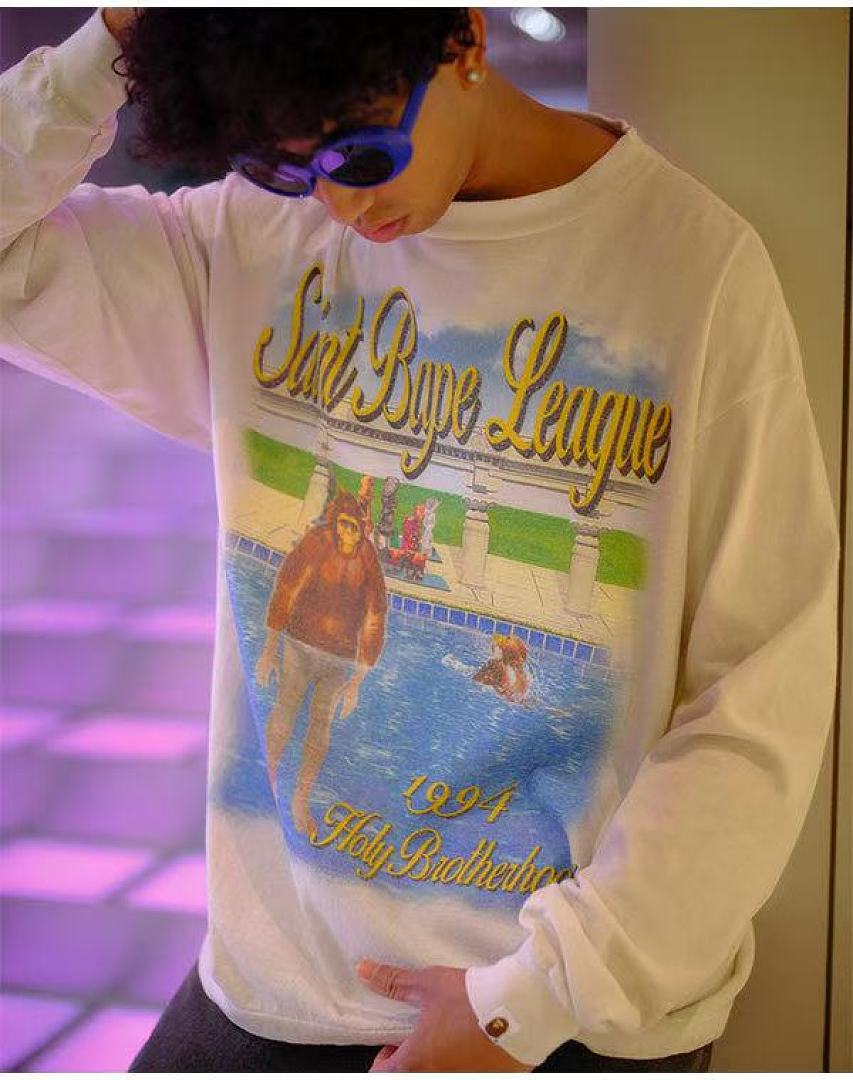 Saint Michael Poolside Brotherhood Graphic Long-Sleeve Shirt