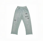 Paly Hollywood Sage Green Distressed Graphic Sweatpants