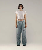 Paly Hollywood Sage Green Distressed Graphic Sweatpants