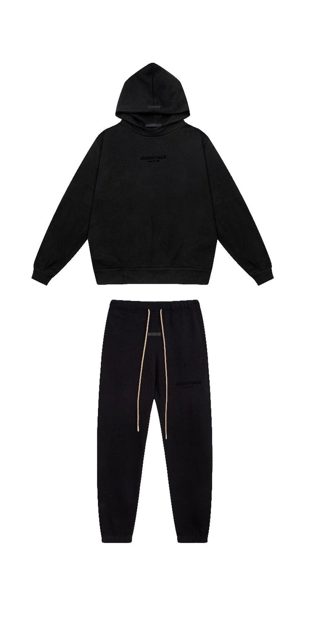 Fear of God Essentials Silicone Logo Hoodie & Sweatpants Set Black Hover Image