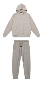Fear of God Essentials Silicone Logo Hoodie & Sweatpants Set Oat Heather