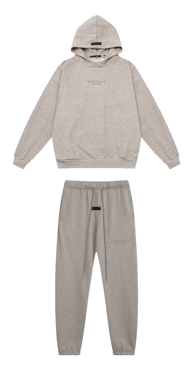 Fear of God Essentials Silicone Logo Hoodie & Sweatpants Set Oat Heather Hover Image