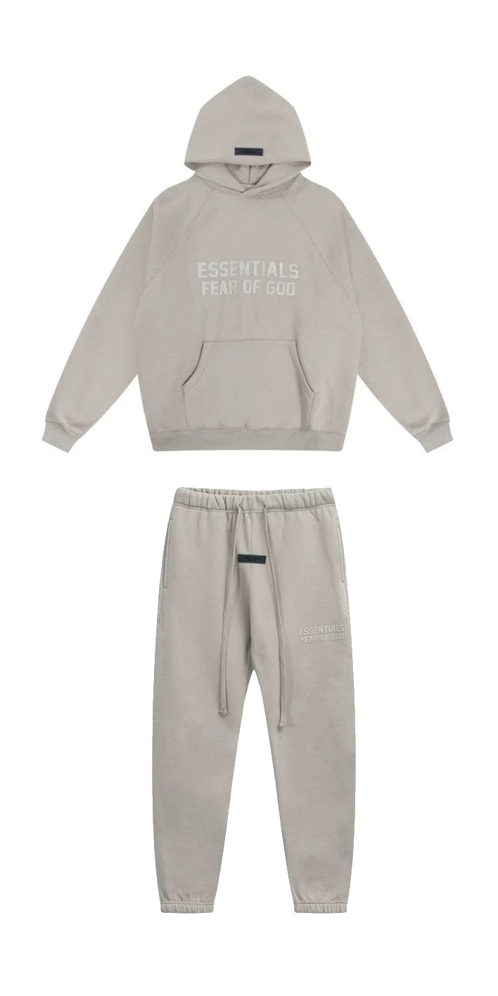 Fear of God Essentials Double Line Hoodie & Sweatpants Set Silver Grey