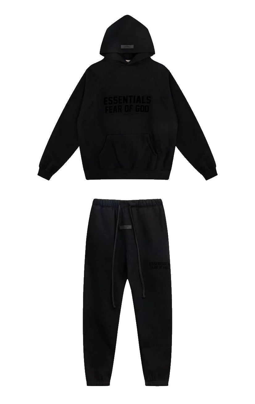 Fear of God Essentials Double Line Hoodie & Sweatpants Set Black