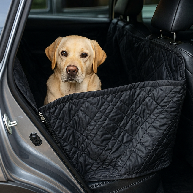 Formosa Covers Car Seat Hammock Cover with Non-Slip Fabric for Dogs and Pets Black Hover Image