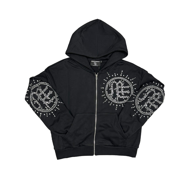‘Eclipse’ Black Rhinestone Hoodie Hover Image