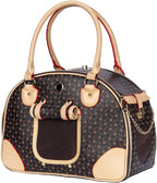Luxury Pet Carrier Breathable Mesh PU Leather Travel Handbag Small Dogs Cats