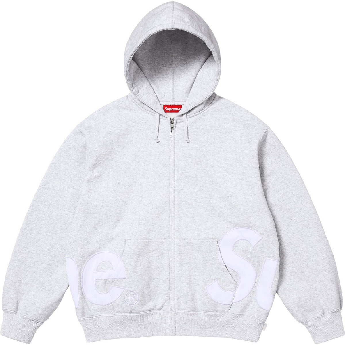Supreme Big Logo Zip-Up Hoodie – Grey