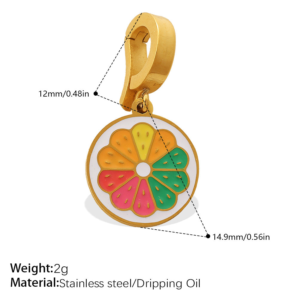 Color Dripping Oil Strawberry Peach Shape Fruit Series Pendant