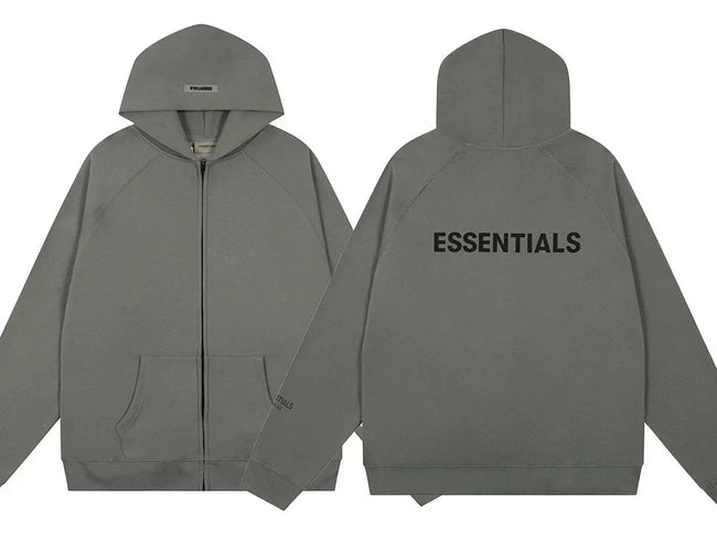 FOG double line heavyweight high street trendy brand hooded sweatshirt with plush loose sweatshirt jacket suitable for men and women, youthful and popular style (42) Hover Image