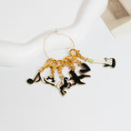 Popular Diy Mark Buckle Black Dripping Oil Love Music Festival Keychain Pendant