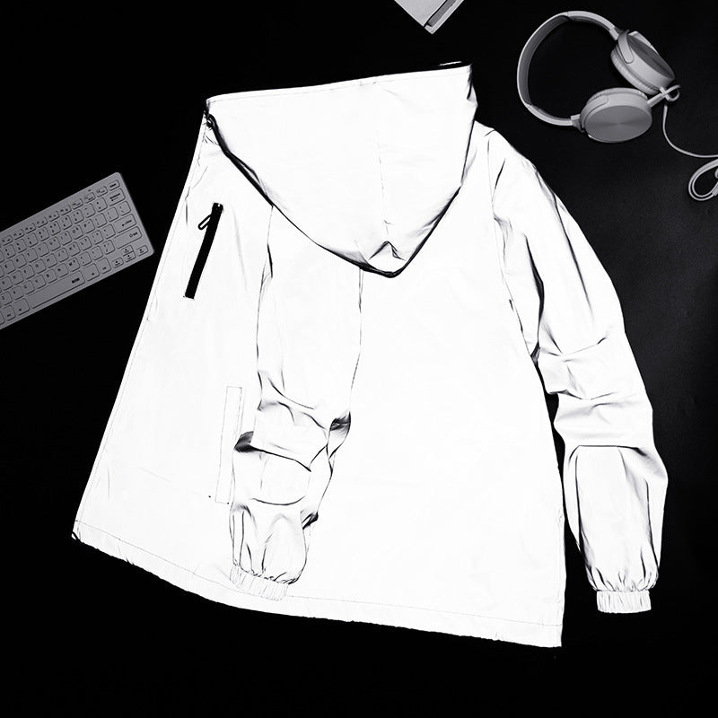 Reflective Cyberpunk Hooded Windbreaker