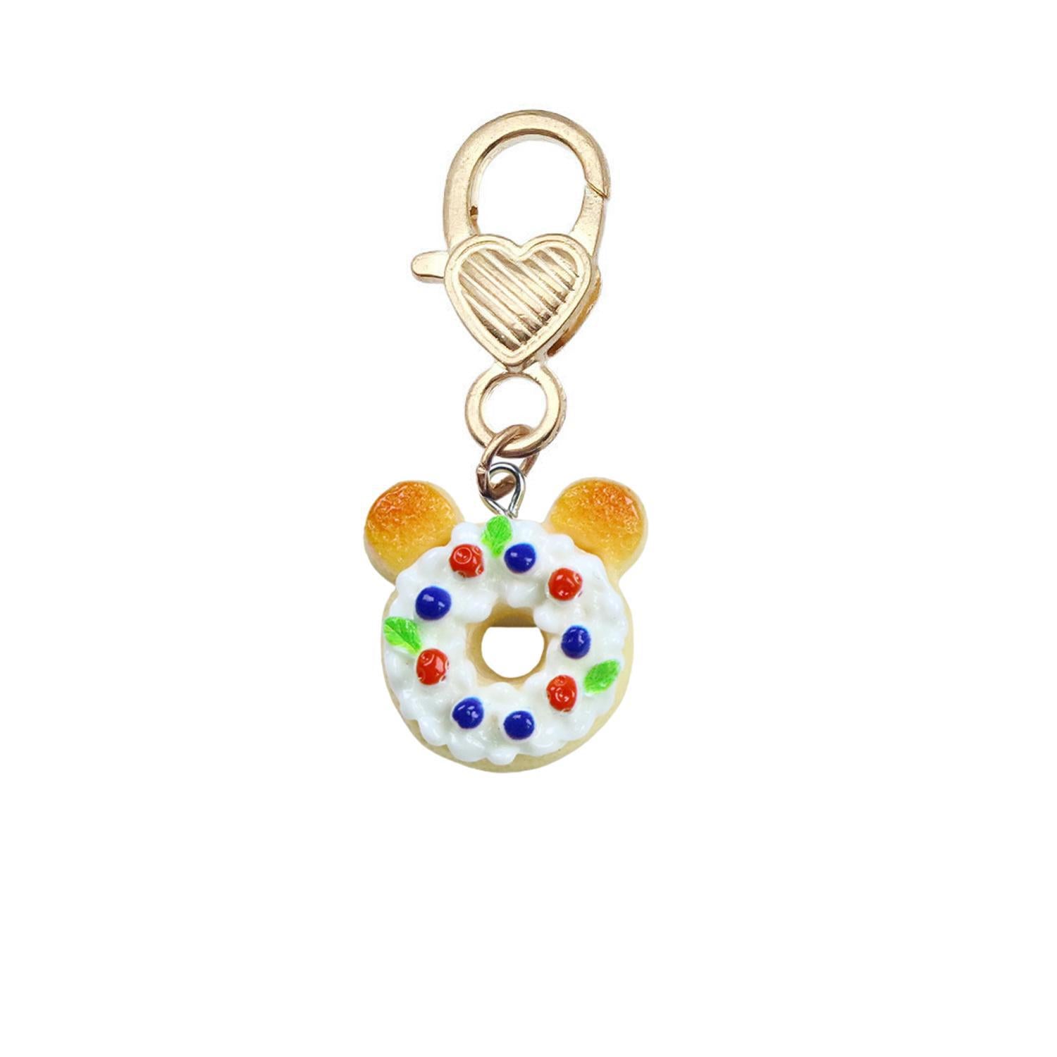 Shein Resin Simulation Creative Bear Bread Donut Baking Cake Love Metal Series Gift Pendant