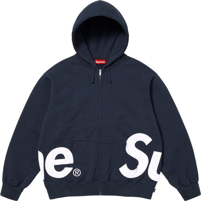 Supreme Big Logo Zip-Up Hoodie – Navy Hover Image