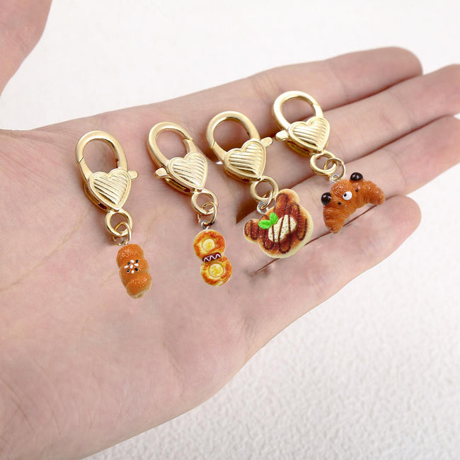 Shein Resin Simulation Creative Bear Bread Donut Baking Cake Love Metal Series Gift Pendant Main Image