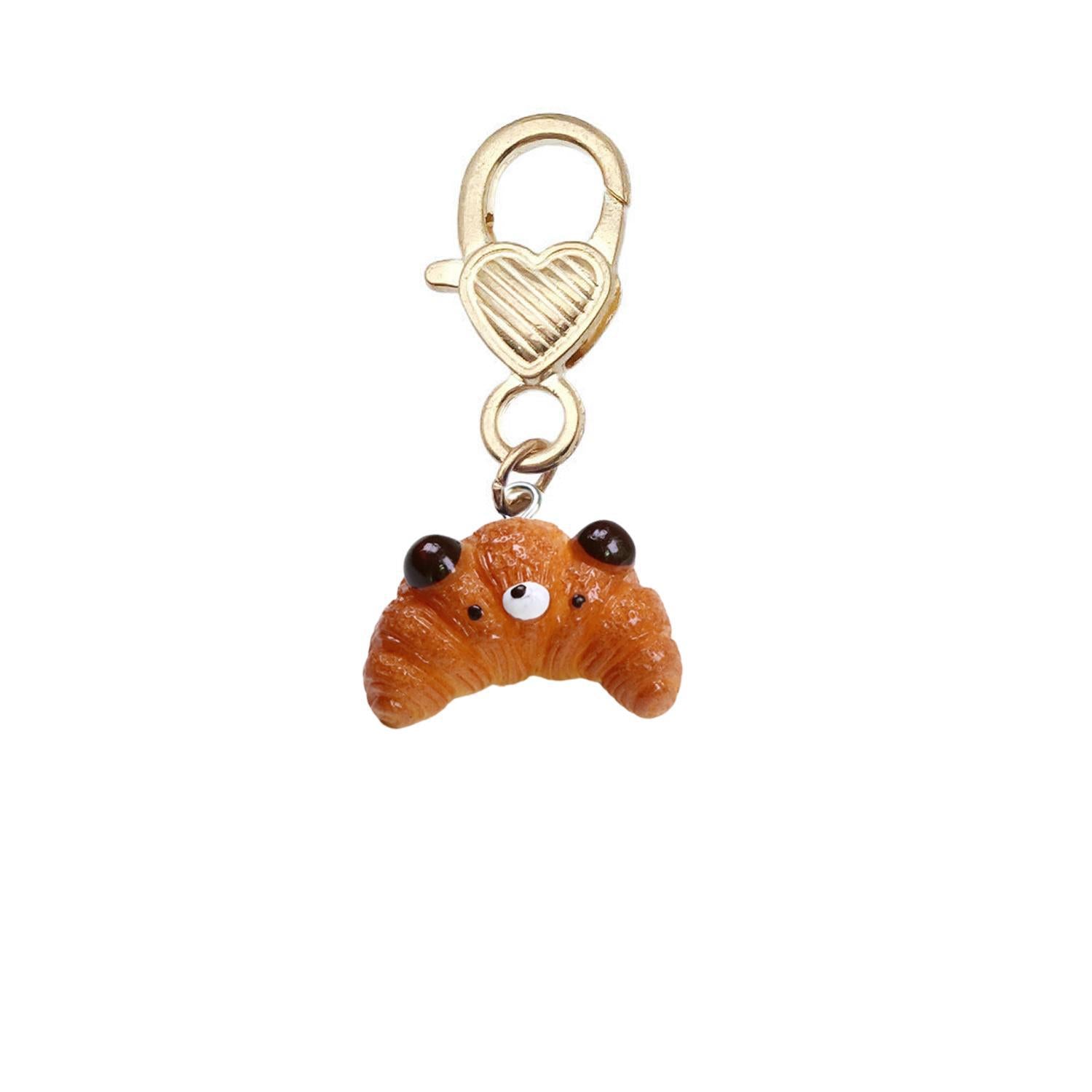 Shein Resin Simulation Creative Bear Bread Donut Baking Cake Love Metal Series Gift Pendant
