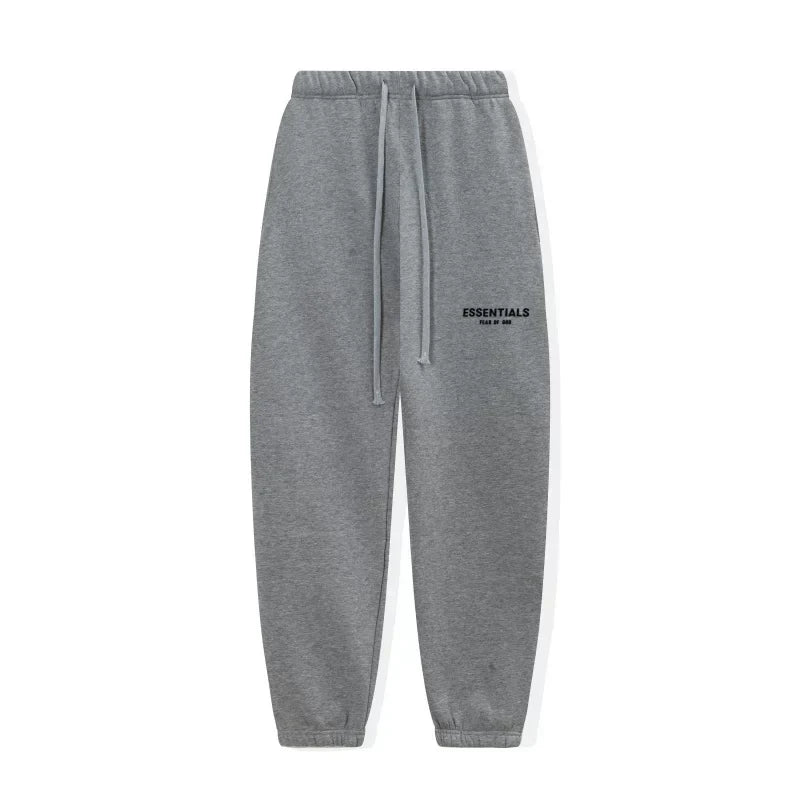 FOG ESSENTIALS Fashion High Street Letter Plush Autumn/Winter Casual Plush Hooded Sweatshirt Pants Set for Men (6)