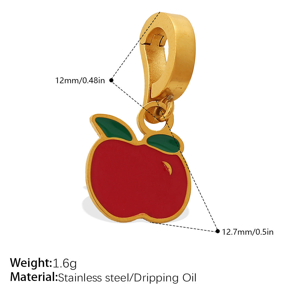 Color Dripping Oil Strawberry Peach Shape Fruit Series Pendant