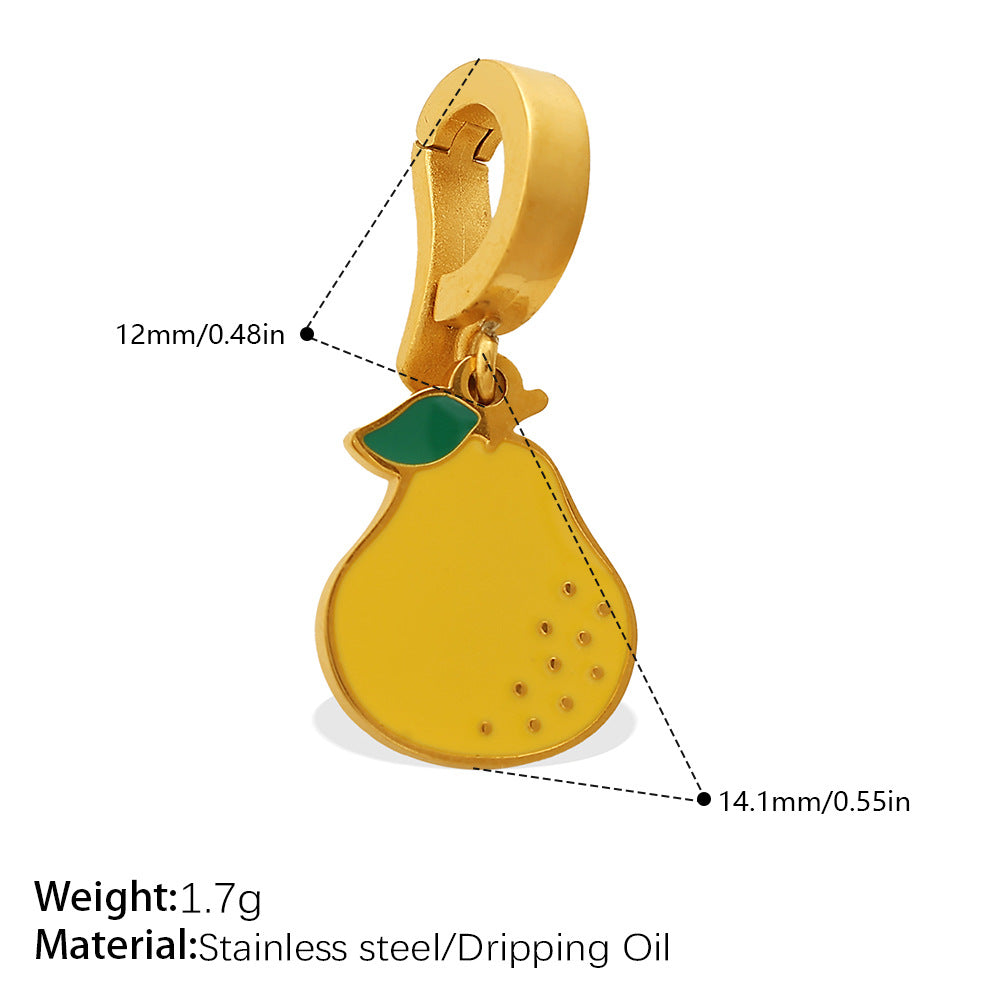 Color Dripping Oil Strawberry Peach Shape Fruit Series Pendant