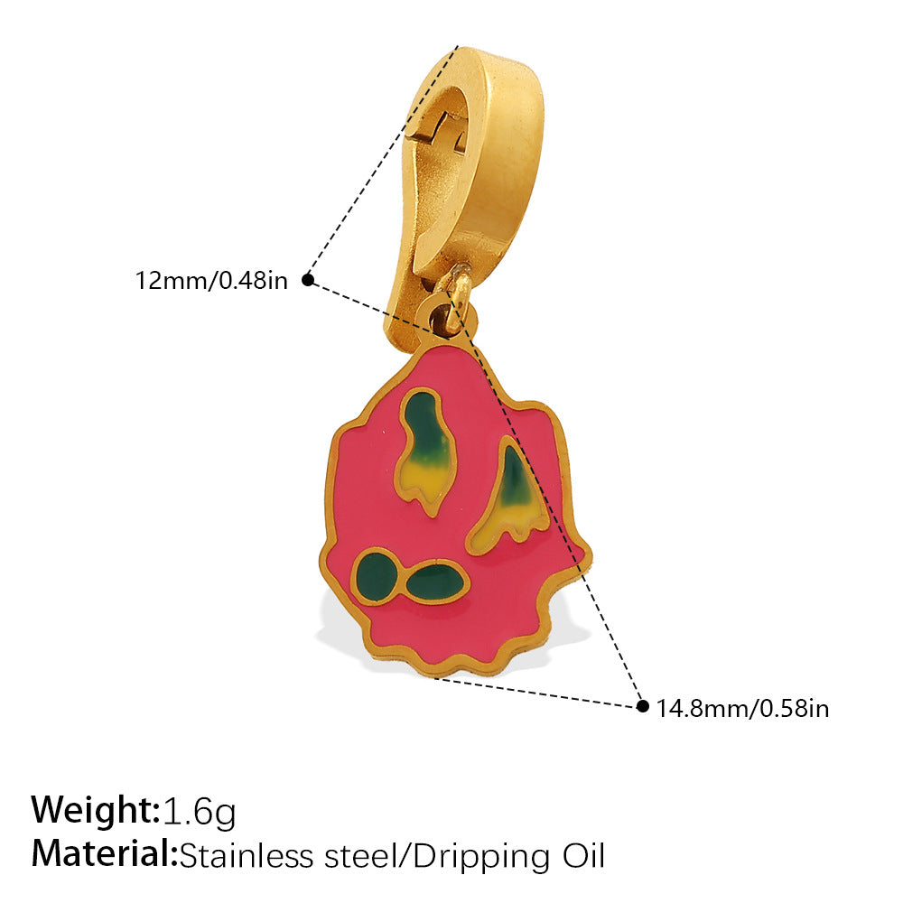 Color Dripping Oil Strawberry Peach Shape Fruit Series Pendant