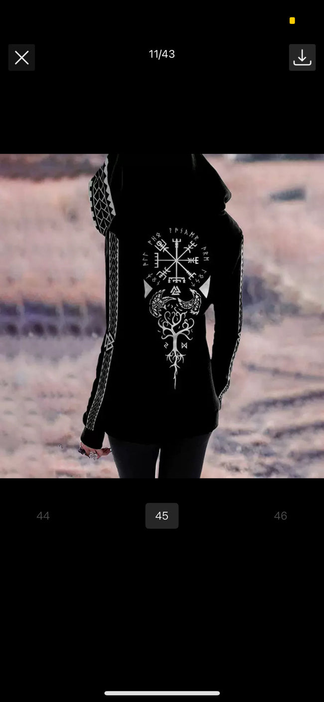 Raven & Tree of Life Black Hooded Cardigan Hover Image
