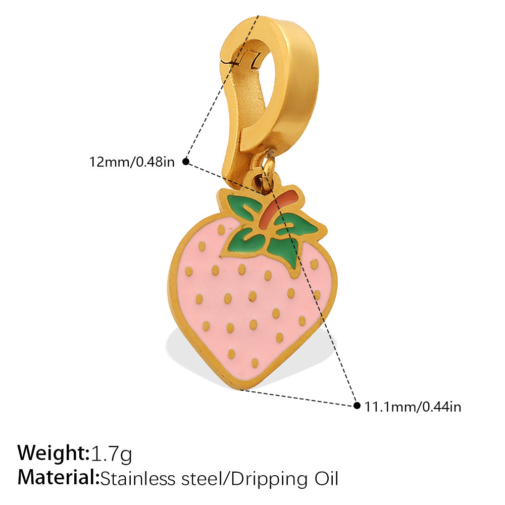 Color Dripping Oil Strawberry Peach Shape Fruit Series Pendant
