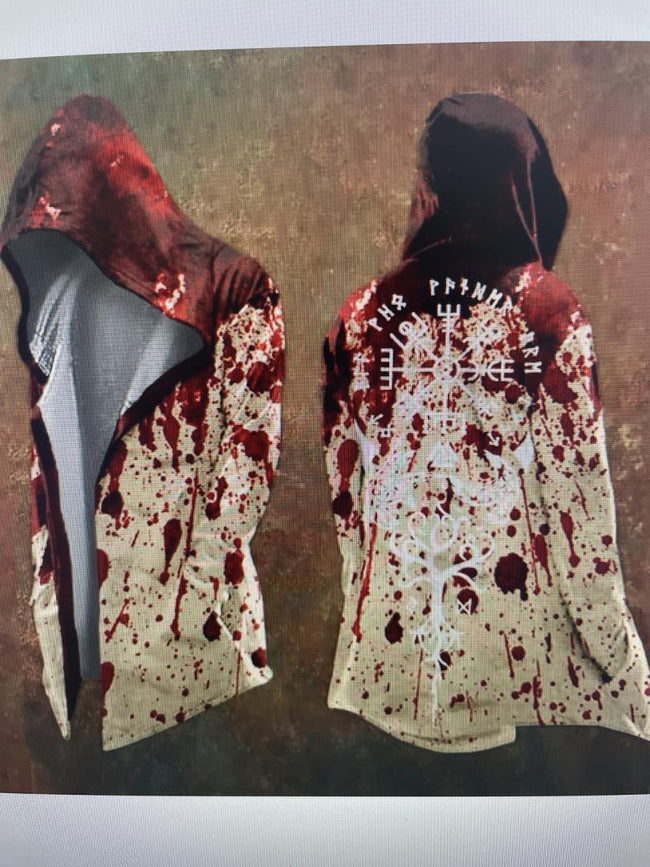 Norse Compass White Hooded Cardigan Hover Image