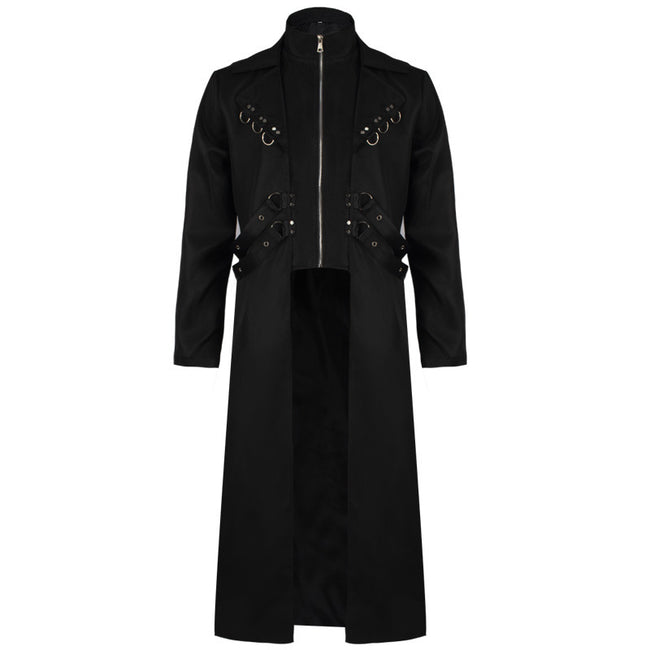 Gothic Steampunk Buckled Long Trench Coat Hover Image