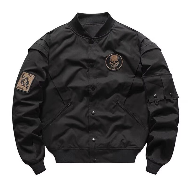 Tactical Skull Patch Bomber Jacket Hover Image