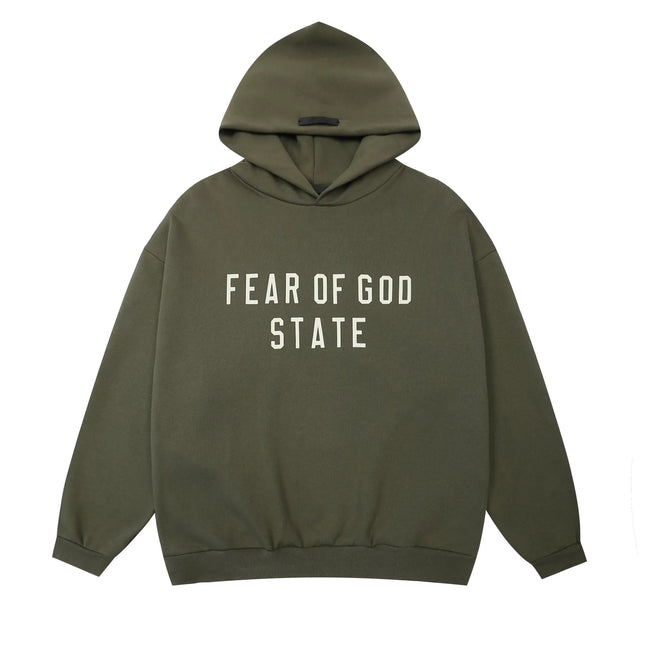 FOG double line heavyweight high street trendy brand hooded sweatshirt with plush loose sweatshirt jacket suitable for men and women, youthful and popular style (34) Hover Image
