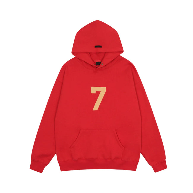 FOG double line heavyweight high street trendy brand hooded sweatshirt with plush loose sweatshirt jacket suitable for men and women, youthful and popular style (12) Hover Image
