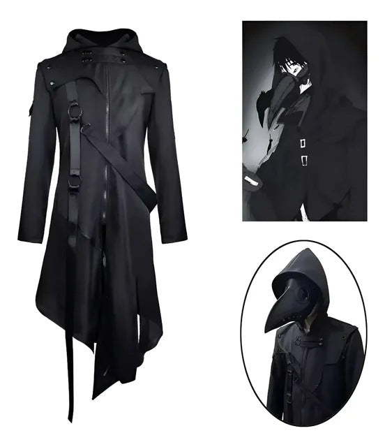 Asymmetric Techwear Hooded Trench Coat Hover Image