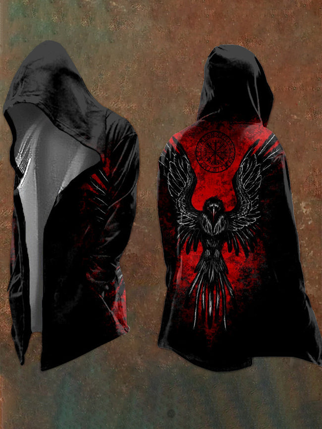 Viking Raven Blood Splatter Hooded Cardigan Hover Image
