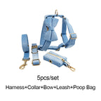 Sky Blue Dog Collar Leash Harness