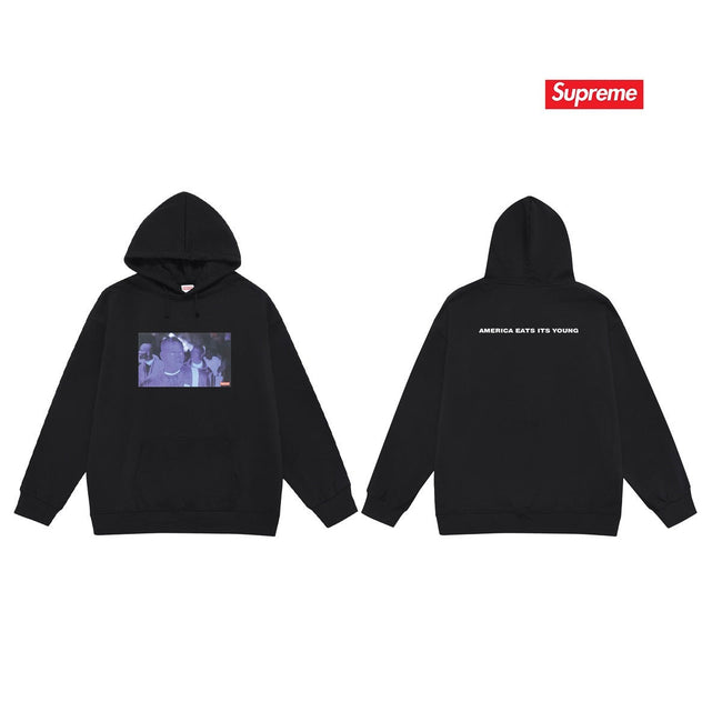 Supreme “America Eats Its Young” Hoodie – Black Hover Image