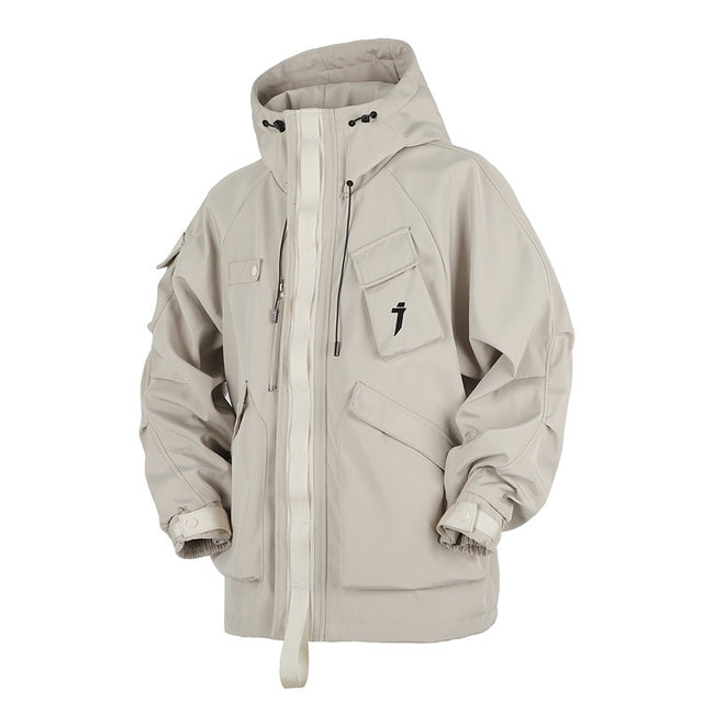 Pocket Hooded Techwear Jacket Hover Image